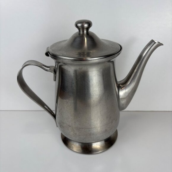 Oneida 18/8 Stainless Steel Coffee/Tea Pot Hinged Lid 8” Vintage Japan - Picture 1 of 10